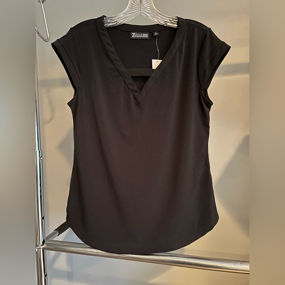 7th Avenue Design Studio short sleeve blouse. Black. - Picture 1 of 6